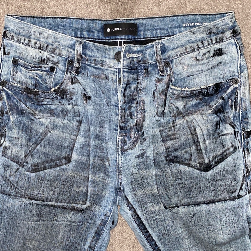Purple Brand Denim Jeans Blue With Black Effect 1010 Condition Brand New